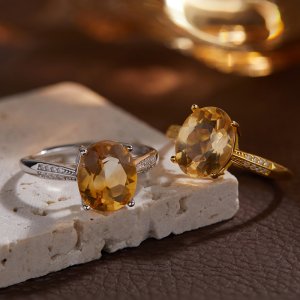 S925 Sterling Silver Ring Inlaid With Natural Yellow Citrine Gemstone for women